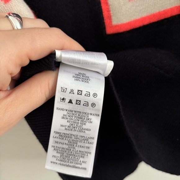 Victoria Victoria Beckham Navy Wool Logo Sweater Size S - Picture 9 of 9